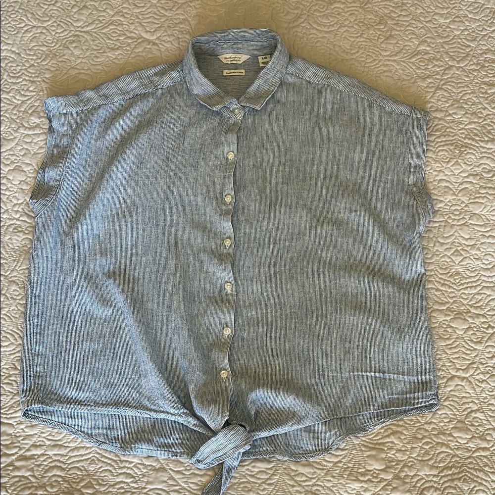 Weatherproof Blue Button-Up Blouse